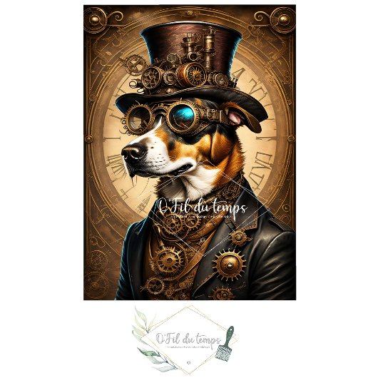 Mousseline Cute Dog Steampunk Hat Tissue paper Tissuepapier