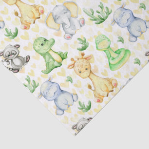 Mousseline Cute Safari Animaux Papier Tissu