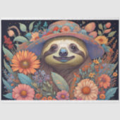 Mousseline Cute Sloth & Flower Hat v5 Tissue paper Tissuepapier (Voorkant)