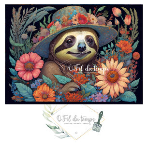 Mousseline Cute Sloth & Flower Hat v6 Tissue paper Tissuepapier