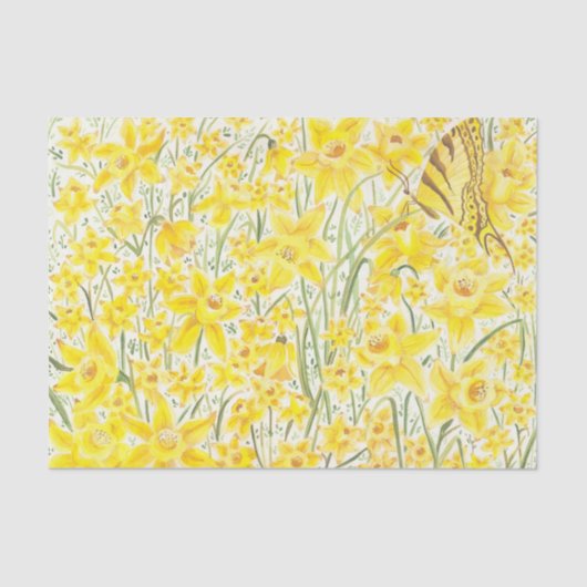 Mousseline Daffodique Papier Tissu Fleur Jaune (Recto)