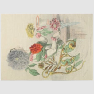 Mousseline Dahlia Lady papier découpage Floral Vintage