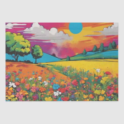 Mousseline Daisy Delight Pop Art Blossoms papier découpage (Recto)