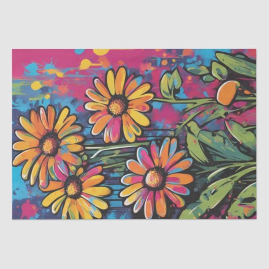 Mousseline Daisy Delight Pop Art Blossoms papier découpage (Recto)