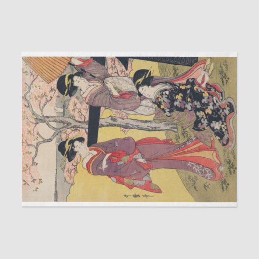 Mousseline DAMES JAPONAISES AVEC BLOSSOM DE FROMAGE Papier Ti (Recto)