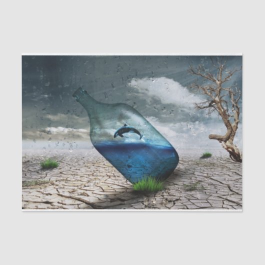 Mousseline Dauphin Désert Déchoupage Papier Tissu (Recto)