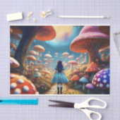 Mousseline Découpage Alice parmi les champignons Papier Tissu (Artisanat)
