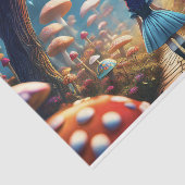 Mousseline Découpage Alice parmi les champignons Papier Tissu (Détail)