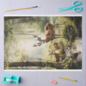 Mousseline Découpage Cerf en papier avec bébé dans les bois (Artisanat)