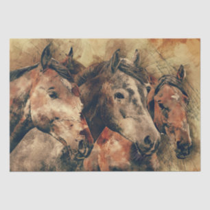Mousseline Découpage Chevaux Sauvages 15 x 20 Art Papier Tiss