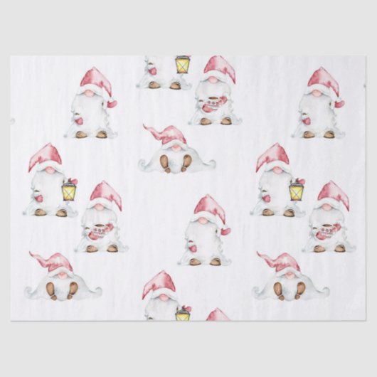 Mousseline Découpage papier de tissus - Gnomes de Noël (Recto)