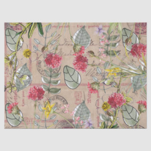 Mousseline Découpage papier tissu - Carte postale Feuille flo