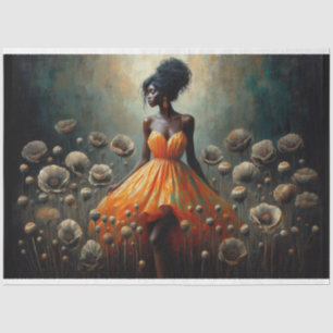 Mousseline Découpage Papier Tissu Fluro Orange Poppies Femme