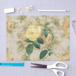 Mousseline Découpage Rose antique et papier de tissus jaune