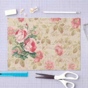Mousseline Découpage Rose antique & papier de tissus rose & c