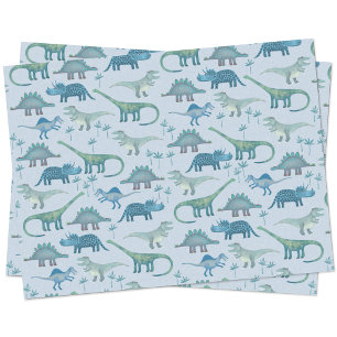 Mousseline Dinosaur Motif Papier Tissu Bleu