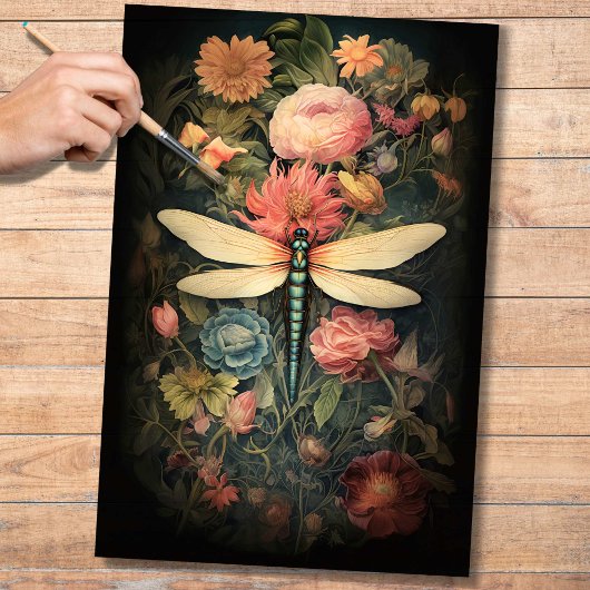 Mousseline Dragonfly in Florals 1 papier découpage