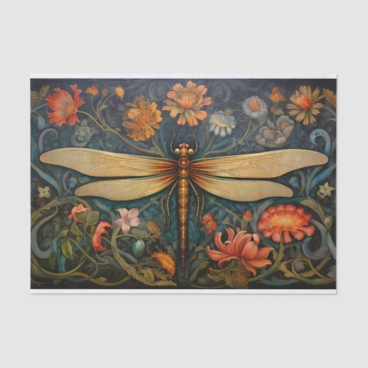 Mousseline Dragonfly in Florals 8 découpage papier (Recto)