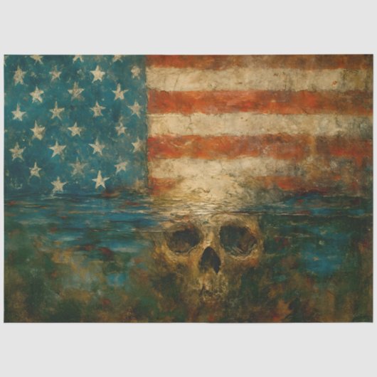 Mousseline Drapeau et Crâne dans du Papier Découpage à l'Eau (Recto)