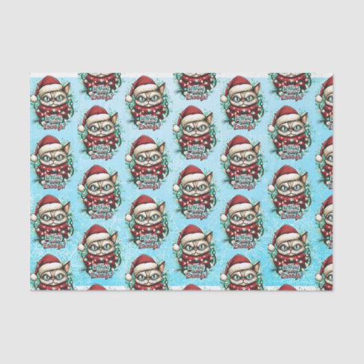 Mousseline Drôle Grumpy Chat de Noël Tissu Papier (Recto)