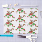 Mousseline Écureuil aux champignons Papier de tissus (Artisanat)
