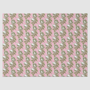 Mousseline Élégant Motif Rose Vintage sur papier Tissu Rose