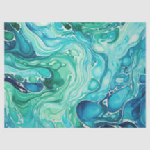 Enky Wave 1 Papier Tissu bleu turquoise
