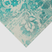 Mousseline Ephemera Turquoise Papier Series Design 10 (Détail)