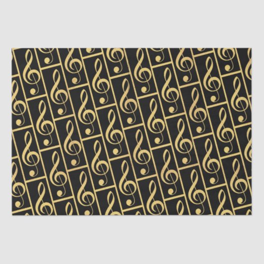 Mousseline Faux Gold Foil Treble Clef Musical Wrapper Papier (Recto)