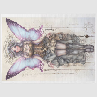 Mousseline Fée Steampunk avec ailes roses Papier Tissu