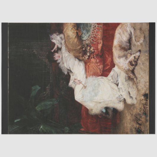 Mousseline Femme et son chien papier découpage (Recto)