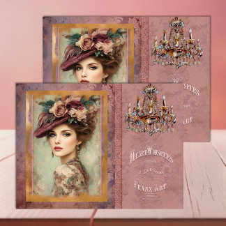 Mousseline Femme victorienne Papier découpé Rose Douce Bourgo