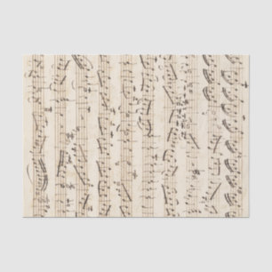 Mousseline Feuille Vintage manuscrite Musique Papier Tissu Be