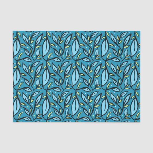 Mousseline Feuilles de papier de tissus bleus (Recto)