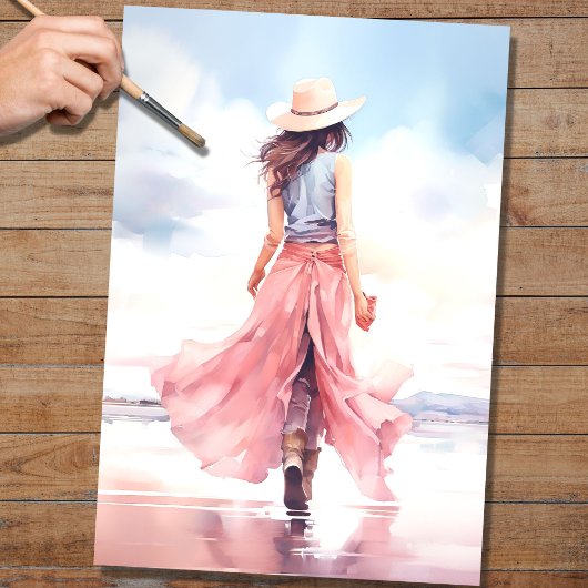 Mousseline Fille à la plage 3 papier découpage