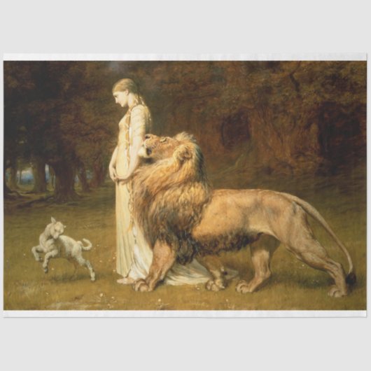 Mousseline Fille avec un papier découpage mouton & lion (Recto)