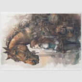 Mousseline Fille et cheval Steampunk 2 Découpage papier (Recto)