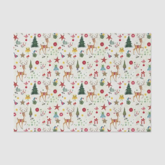 Mousseline Fille Joyeux Cerf de Noël | Papier Tissus (Recto)