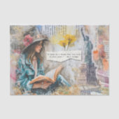 Mousseline Fille Lecture Collage Style Découpage Papier (Recto)