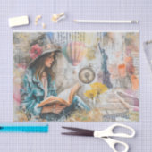 Mousseline Fille Lecture Collage Style Découpage Papier (Artisanat)