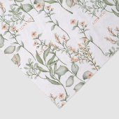 Mousseline Fleurs de pêche et vert doux papier de tissus (Détail)