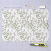 Mousseline Fleurs de pêche et vert doux papier de tissus (Artisanat)