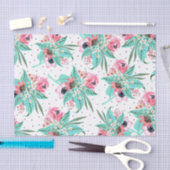 Mousseline Fleurs d'été colorées Papier Tissu (Artisanat)