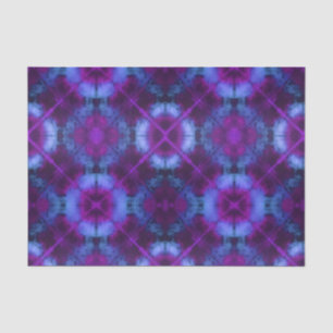 Mousseline Fleurs et cercles Tie Tee Papier Tissu Bleu pourpr