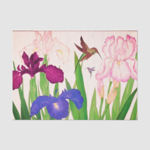 Mousseline Fleurs et colibris Papier de tissus