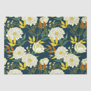 Mousseline Fleurs et papier motif feuille