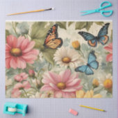Mousseline Fleurs Et Papier Papier Tissu (Artisanat)