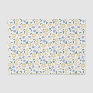 Mousseline Fleurs jaunes et bleues heureuses en papier de soi