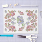 Mousseline Fleurs roses et lavande+ Papier de découpage (Artisanat)