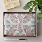 Mousseline Fleurs roses et lavande+ Papier de découpage (Cadeau)